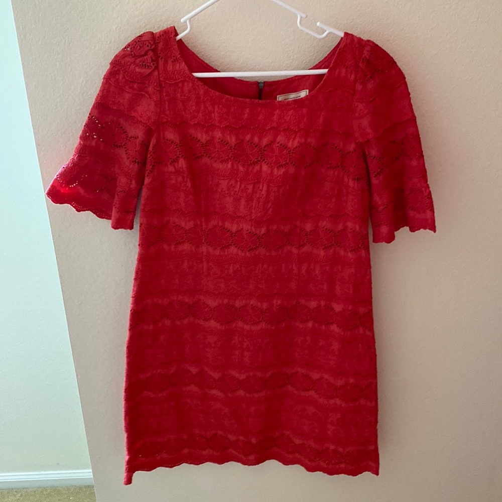 Anthropologie dress. Soft red color.